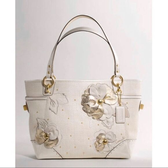 COACH Limited Edition Hamptons Floral Straw Bag 98 - Picture 1 of 14